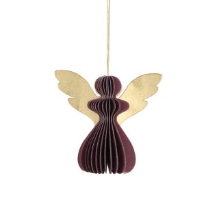 Baumschmuck Falt-Engel 7cm, weinrot-gold