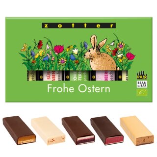 Handgeschöpfte Schoko Minis "Frohe Ostern" 5er