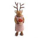 Rentier Girl, braun mit Beeren, 15 cm