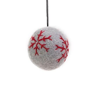 Weihnachtskugel SCHNEEFLOCKE 5cm grau, Wollfilz