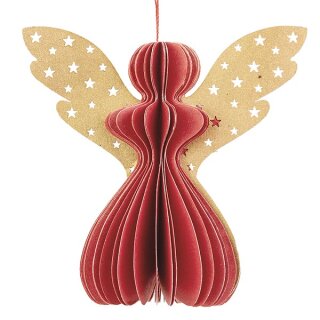 Baumschmuck Engel Origami 7cm rot Sterne, Papier