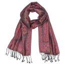 Schal PAISLEY schwarz-violett-rot, 165x35cm, Seide