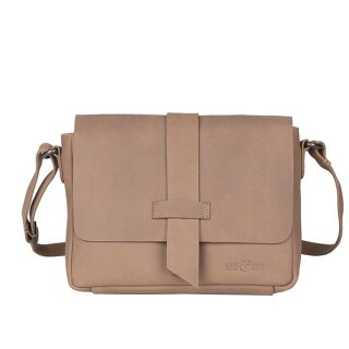 Handtasche SUNITA klein taupe, Rindsleder