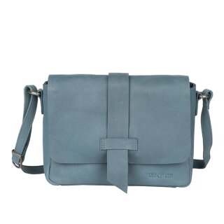 Handtasche SUNITA klein rauchblau, Rindsleder