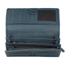 Brieftasche LADY 19,5x10cm rauchblau RFID-secure, Rindsleder